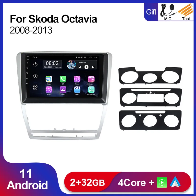 9 'ɲ + 32G Android 11 GPS-навигация для SKODA Octavia 2 A5 2008-2013 4-ядерный беспроводной Carplay