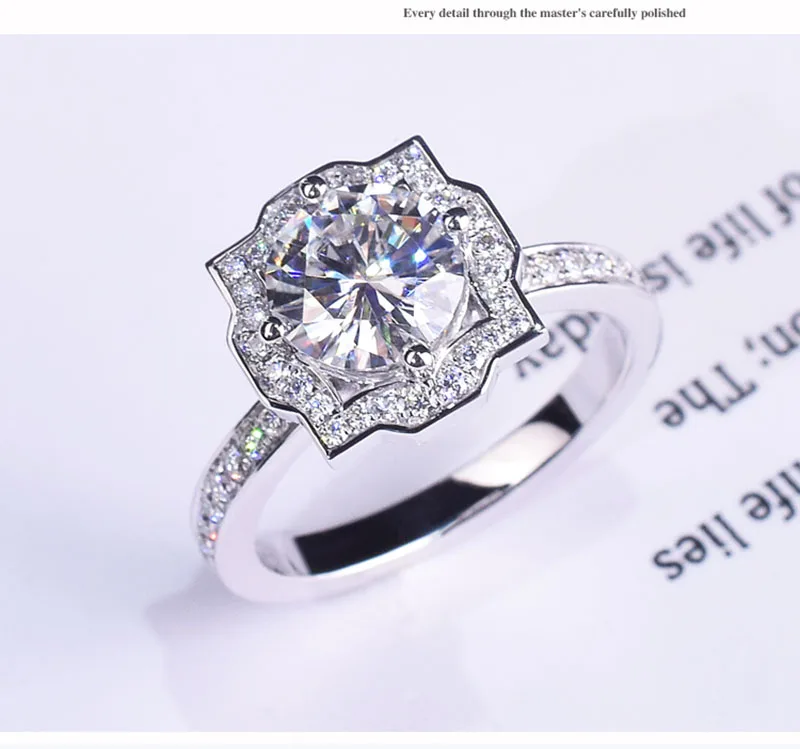 14K Золотое кольцо 1.5ct D Цвет VVS Moissanite кольцо обручальное кольцо с национальным сертификатом