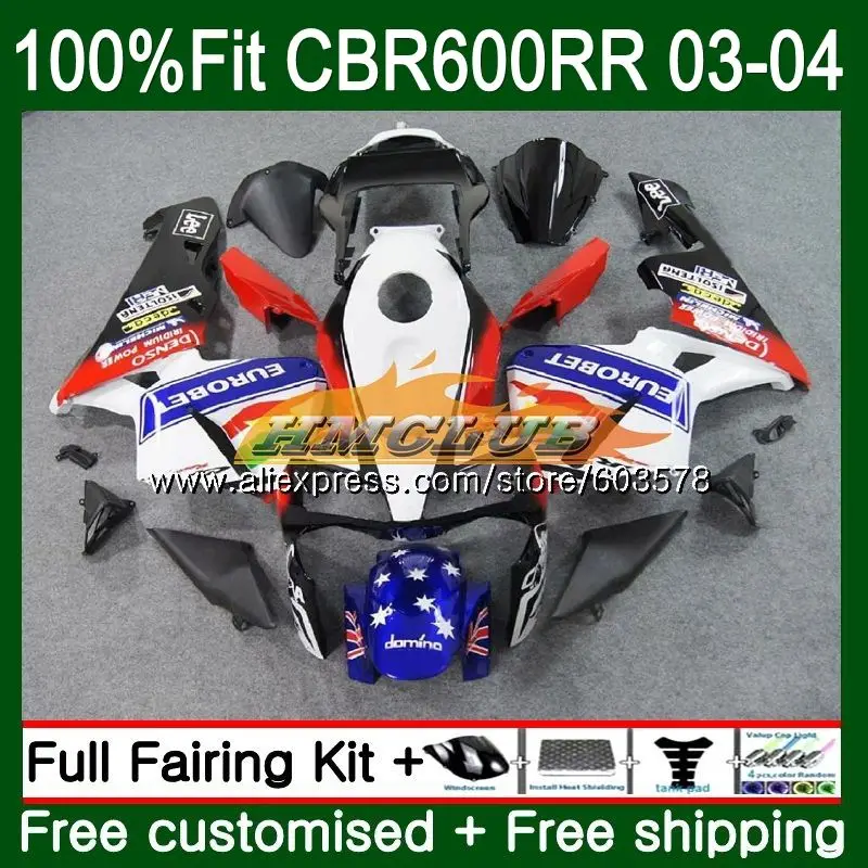 Литые изделия для Honda CBR 600RR 600F5 CBR600 RR 2003 2004 72CL. 59 CBR600RR CBR600F5 CBR 600 RR F5 03 04 OEM горячая EUROBET обтекатели - Цвет: No. 1