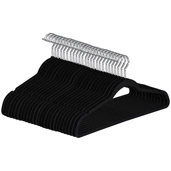 

Premium Non Slip Velvet Hangers - Heavy Duty - Coat Suit Hangers - Black ( 25 Pack )