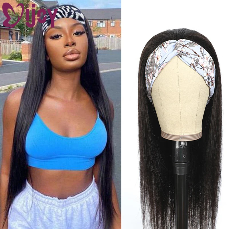 Headband Wig Long Straight Full Machine Made Wigs Brazilian Human Hair Wigs For Black Women Non-Remy Hair Wigs With Headband