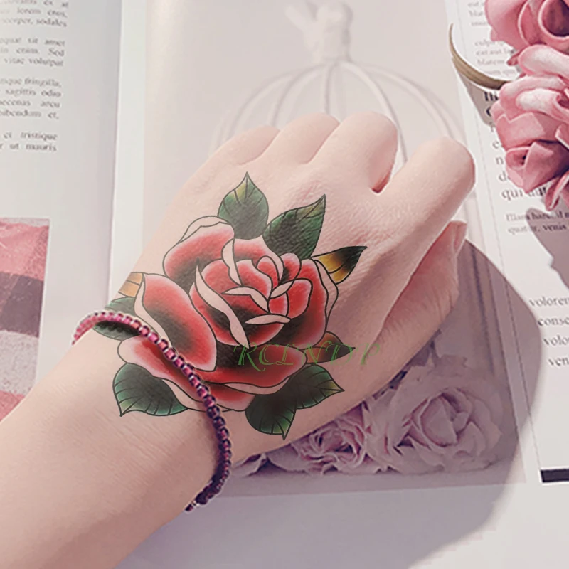 

Waterproof Temporary Tattoo Sticker rose flower Tatto Flash Tatoo Fake Tattoos Tatouage Wrist foot hand For Girl Women femme