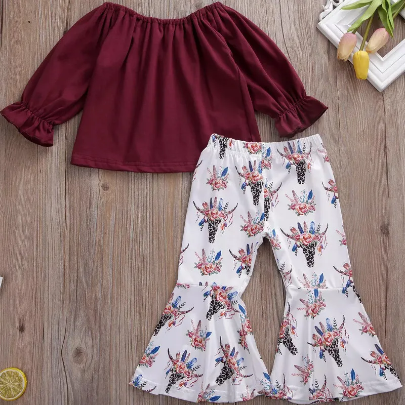 Emmababy хлопковая футболка с длинным рукавом для маленьких девочек расклешенные