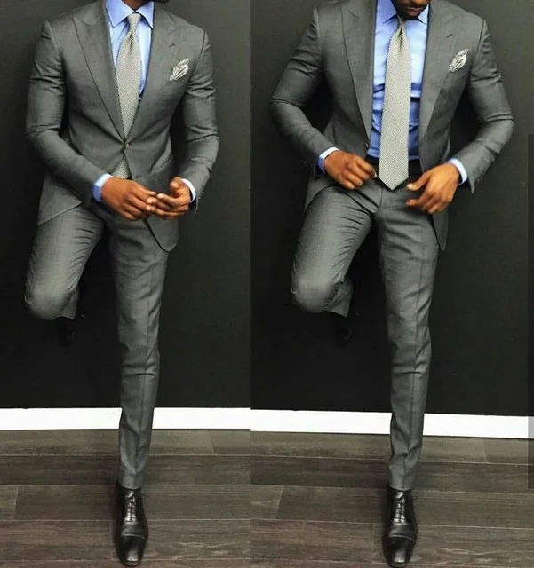 

The Latest Grey/Khaki Men's Suit Casual Blazer Custom 2 Pieces Set Tight Tuxedo Jacket Style Suit Terno Masculino 322