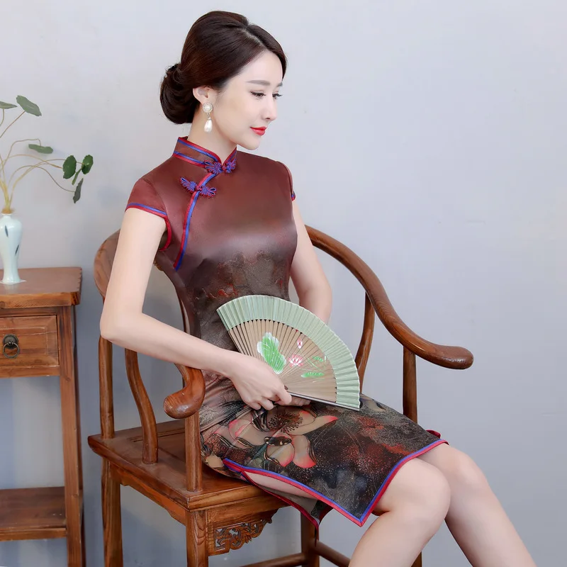 2020 Rushed Is The Spring Of New Long Double Cheongsam Daily Improvement Chinese Style Collar Silk Qipao Woman | Свадьбы и торжества