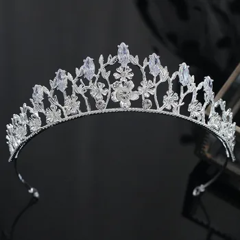 

CC Tiaras and Crowns Hairband Wedding Hair Accessories For Bridal Women Luxury Party Hairwear Flower Shape CZ Stone Crown XY814