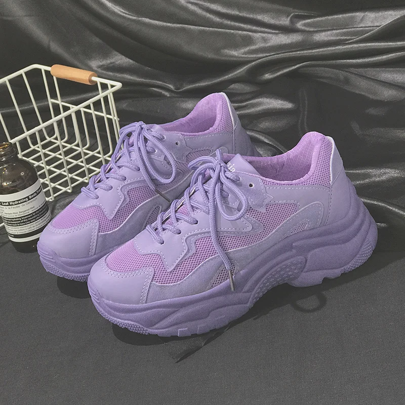 

Women Fashion Breathable Sneakers Mujer Thick Bottom Wear Resistant Casual Sports Shoes Damping Comfortable Femme Walking Shoes