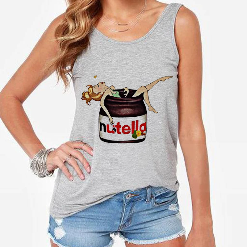 Майка Nutella Kawaii женская с милым принтом топ в стиле Харадзюку уличная одежда