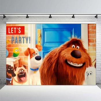 

Let's Party Pets Animal Dogs Friends Secret Life of Pets Custom Photo Studio Backdrop Background Vinyl Photo Backdrop