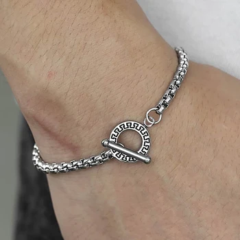 

Men's Bracelets Black Silver Color Stainless Steel Box Link Wheat Twristed Rolo Cable Cuban Bracelet Women Jewelry Gift TBS003