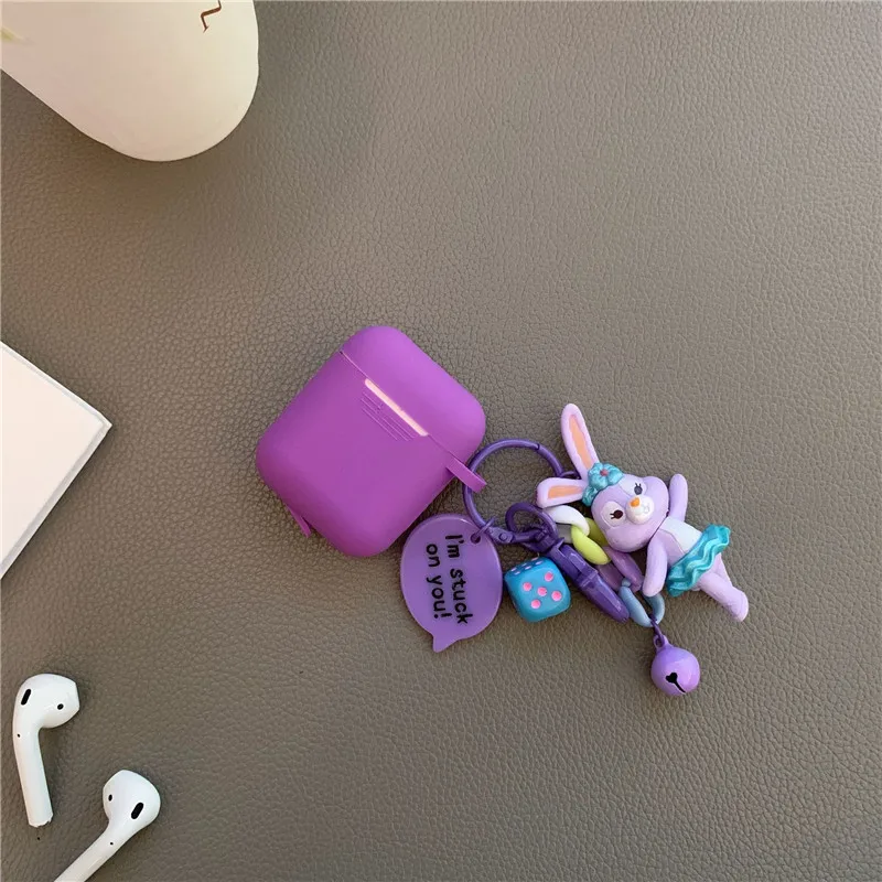 Фиолетовый Симпатичные наушники чехол для AirPods мультфильм животных беспроводные наушники защитный чехол анти-шок для Apple Airpods 2 аксессуары - Цвет: Фиолетовый