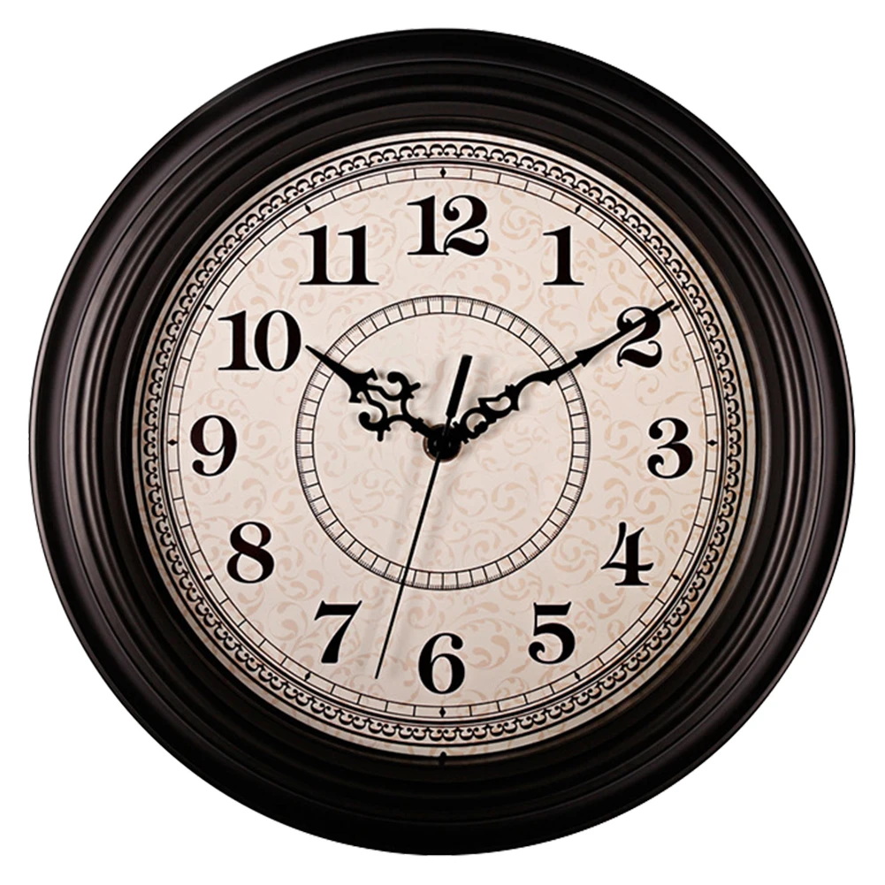 

12 Inch Quartz Arabic Numerals Wall Clock PVC Battery Operated Retro Style Living Room Non Ticking Bedroom Round Shape Office