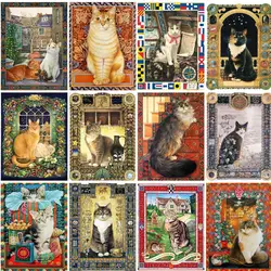 RUOPOTY – Kits de peinture par numéros d'animaux, dessin sur toile, peint à la main, cadeau artistique, bricolage d'images par numéros de chat, décoration de maison sans cadre 