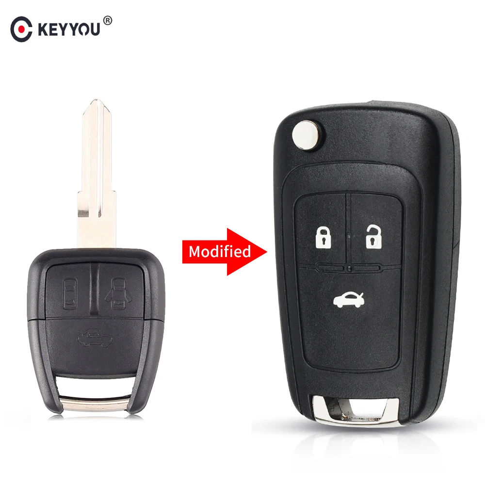 Раскладной чехол KEYYOU для дистанционного ключа с тремя кнопками 10X Chevrolet Cruze Aveo