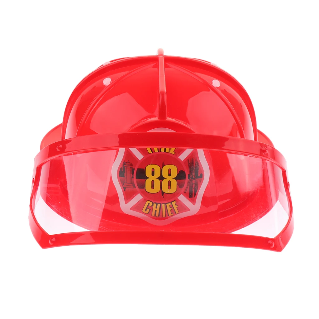 Children Fireman Helmet Firefighter Hat Fancy Dress Accessories Kids Halloween Party Role Play Toy –Red