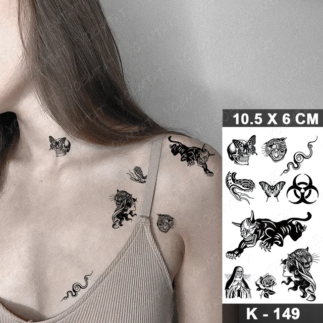 Waterproof Temporary Tattoo Sticker Small Simple Line Flower Flash Tatoo Cute Leaf Finger Wrist Fake Tatto For  Body Art Women 36-K149