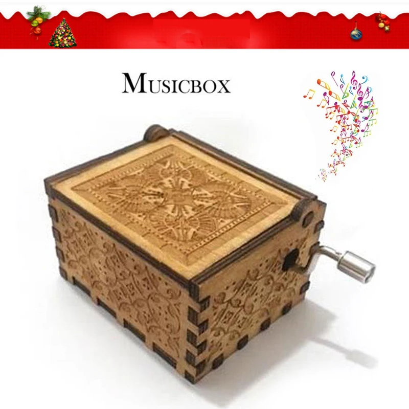 SOLEDI Wooden Creative Music Box Toys Home Gift Interesting Singing Case Xmas Festival Merry Christmas Retro Decor