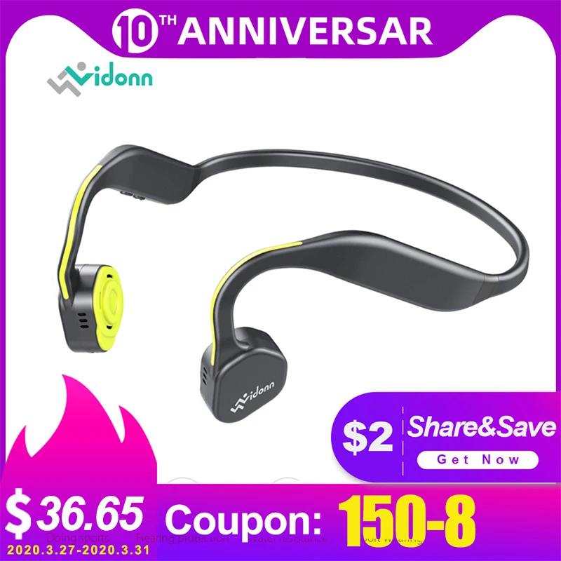 

Vidonn F1 Wireless Bone Conduction HiFi Bluetooth Earphone W/ MIC Noise Cancelling Waterproof Running Sport Neckband Earphones