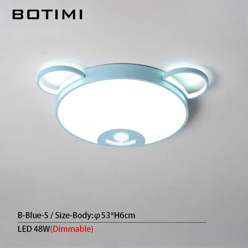 B-Blue-S-Dimmable BOTIMI 220V светодиодный потолочный светильник для спальни с рисунком из мультфильма, розовый потолочный светильник для девочек, голубой светильник для мальчиков, светильник для освещения, металлические лампы - Цвет корпуса: B-Blue-S-Dimmable