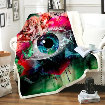 

Eye Throw Blanket Fleece Colorful on Bed Sofa Autumn Spring Blankets for Adults Childs Sherpa Plush
