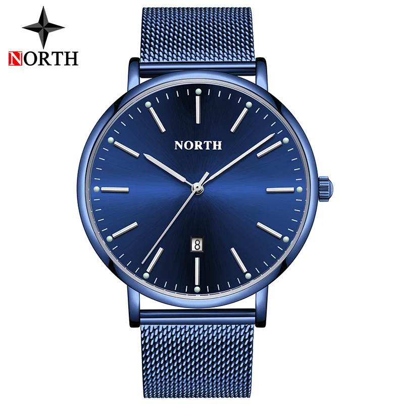 Часы наручные NORTH Fashion Мужские кварцевые роскошные Брендовые повседневные
