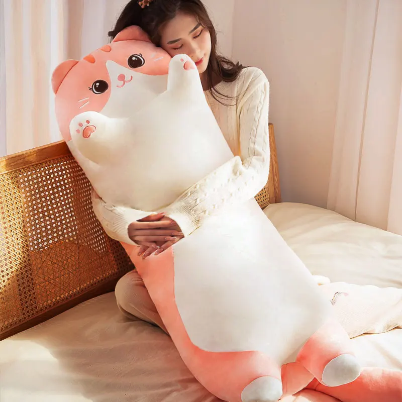 

Kawaii Soft Cat Doll Giant Fat Girl Sleeping Plush Toy Christmas Gift Holding Long Pillow Clip Leg Decoration 110cm 130cm