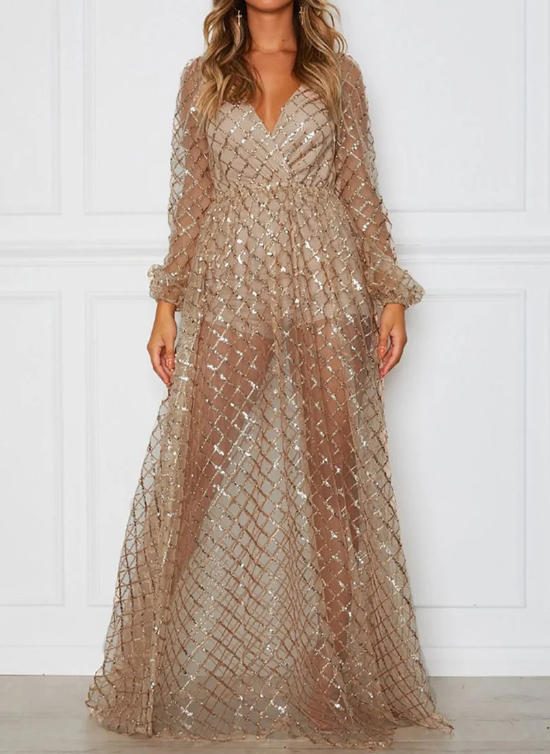 gold glitter maxi dress