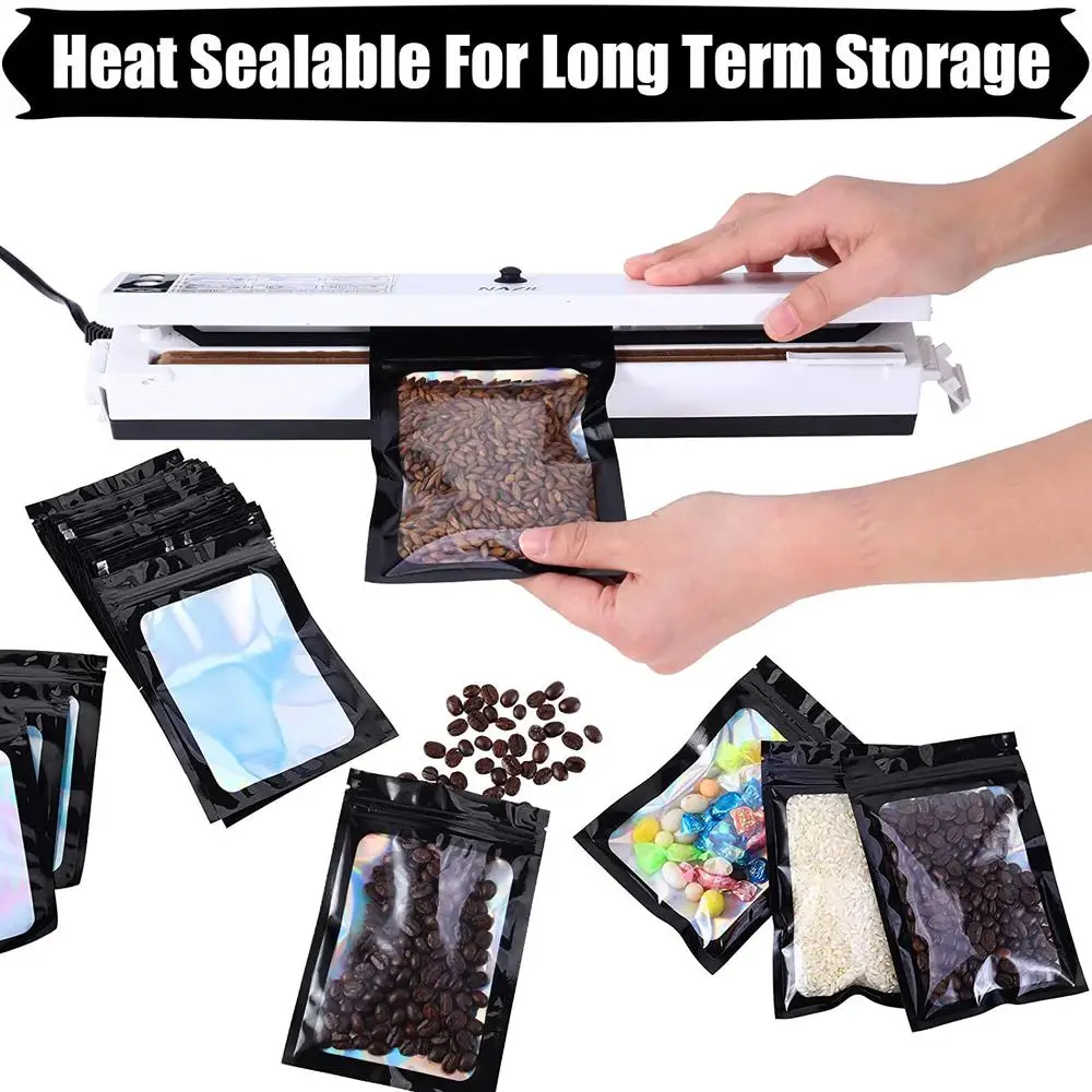 100PCS Laser Thicken Plastic Aluminum Foil Ziper Lock Packaging Bag  Resealable Jewelry Necklace Bracelet Storage Pouch Food Bag 5
