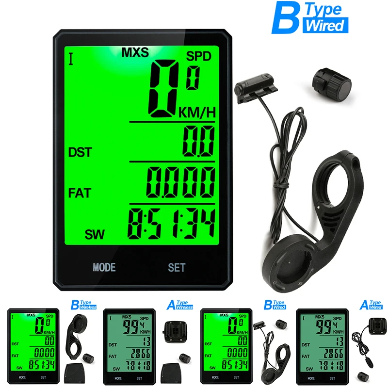 2.8'' Wired/Wireless Cycle Bicycle Computer Bike Speedometer Odometer Waterproof