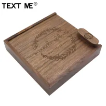 TEXT ME логотип Орех Деревянный+ коробка usb флэш-накопитель 4 ГБ 8 ГБ 16 ГБ 32 ГБ 64 ГБ usb2.0 на заказ лучший подарок флешка