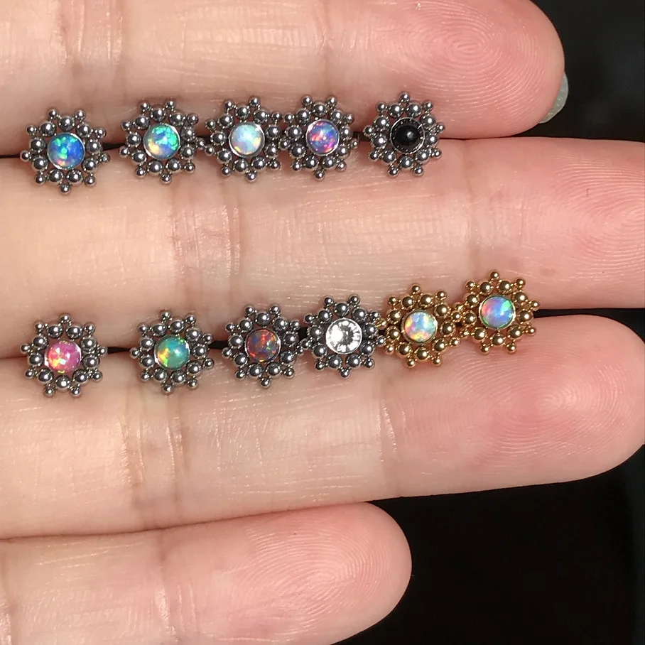 9ColorLabretPiercingRing316StainlessSteelInternalThreadSilver