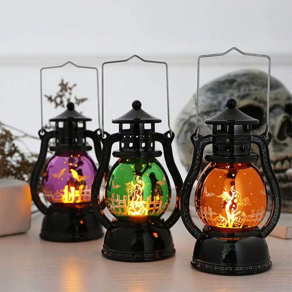 

Halloween Pumpkin Light Props LED witch Lamp small oil Lantern night Light Portable Party Decoration Hanging Home Party Bar#3C07