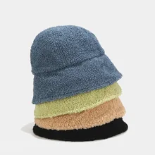 Новинка, женская шапка, весна осень, овчина, теплая, рыбацкая, Панама, Корейская, простая, одноцветная, для диких пар, таз, шапки, бини