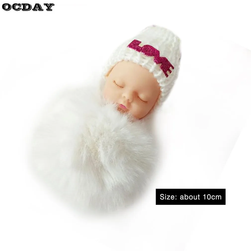 OCDAY Sleeping Baby Doll плюшевый брелок креативный милый маленький мягкий меховой кукольный кулон автомобильный мешок шарм пушистый шар брелок игрушка для детей