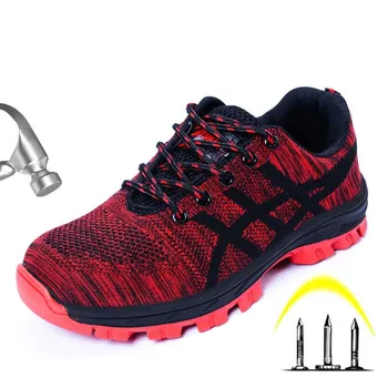 

Plus size men casual breathable summer mesh steel toe caps work safety shoes anti-pierce Construction site worker security boot