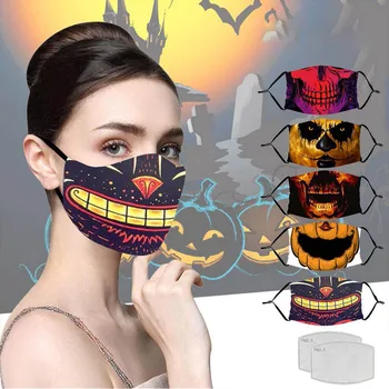 

Halloween Print Windproof Face Mask Reusable Washable Mouth Mask Cloth Face Shield Breathable Mouth Cover mondmasker Masque