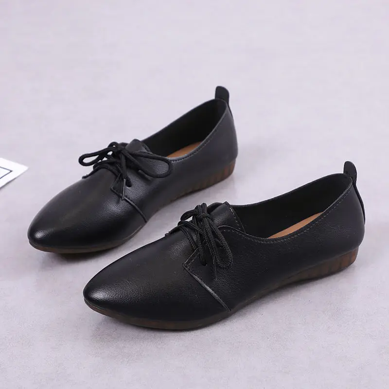 Big Size Spring Women Flats Shoes Women Genuine Leather Flats Ladies Shoes Female Cutout Slip on Ballet Flat Loafers women loafers