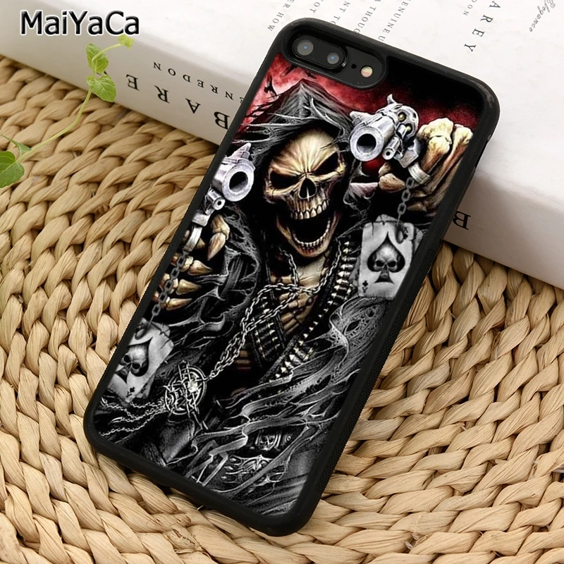 MaiYaCa Skull Grim Reaper Poker Cards Phone Case For iPhone 5 6 7 8 plus 11 12 13 Pro X XR XS Max Samsung Galaxy S7 S8 S9 S10 | Мобильные