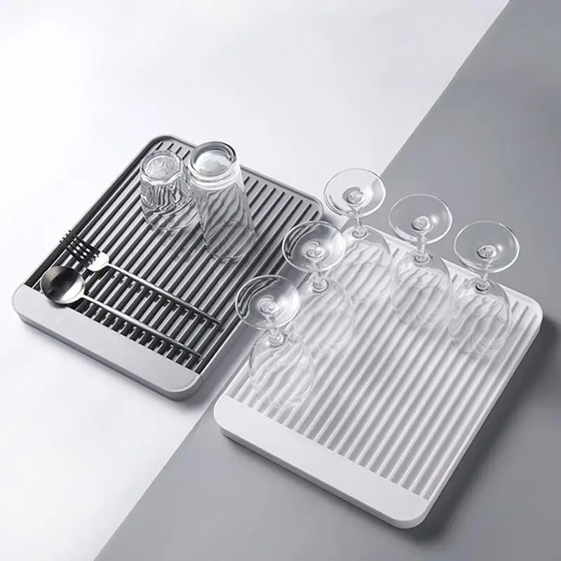 ABUI-Simple Fashion Diatom Mud Draining Board Mat Concave And Convex Design Kitchen Drain Storage Panel Drain Tray Kitchen Tool
