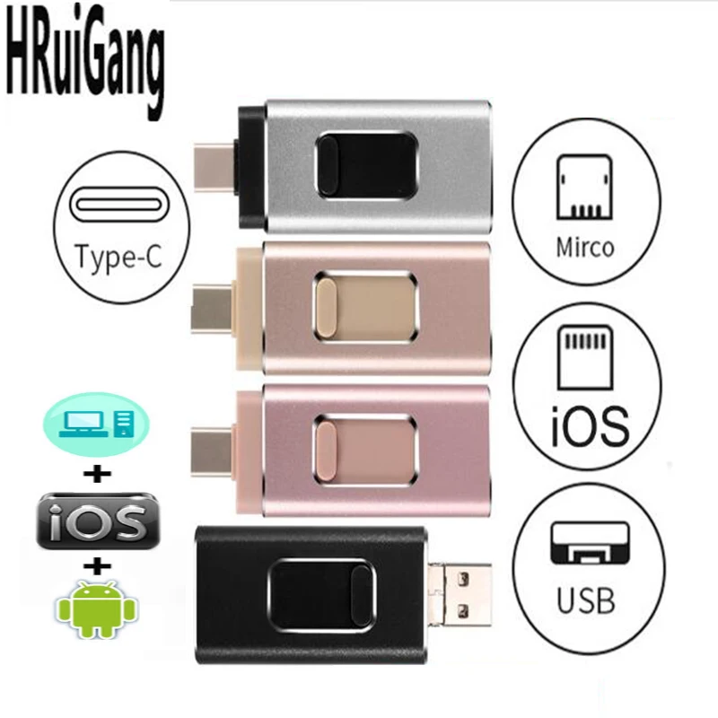 Флеш накопитель Usb для iPhone 6/6 s/6 Plus/7/7 Plus/8/X Usb/Otg/Lightning 4 в 1 флеш внешней памяти iOS 128g|USB