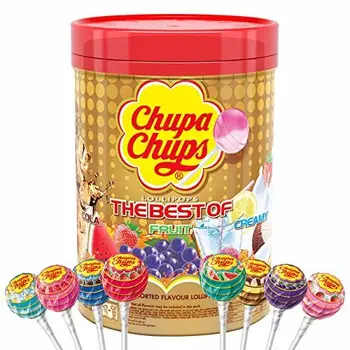 

Chupa Chups Caramelo con Palo de Sabores Variados - Tubo de 100 unidades de 12 gr/ud [Modelo antiguo]
