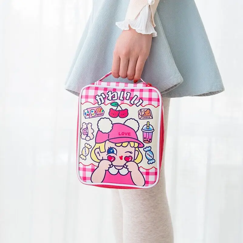 

Student pu Pencil Case Brush Organizer BoGirl Large Capacity Cosmetic Case Pen Bag Cartoon Cat Bear Cute Handbag Makeup Pouch