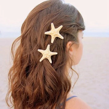 

Bihemia Temperament Handmade Natural Starfish Hairpin Women Hairpin Duckbill Clip Girl Handmade Starfish Hairpin