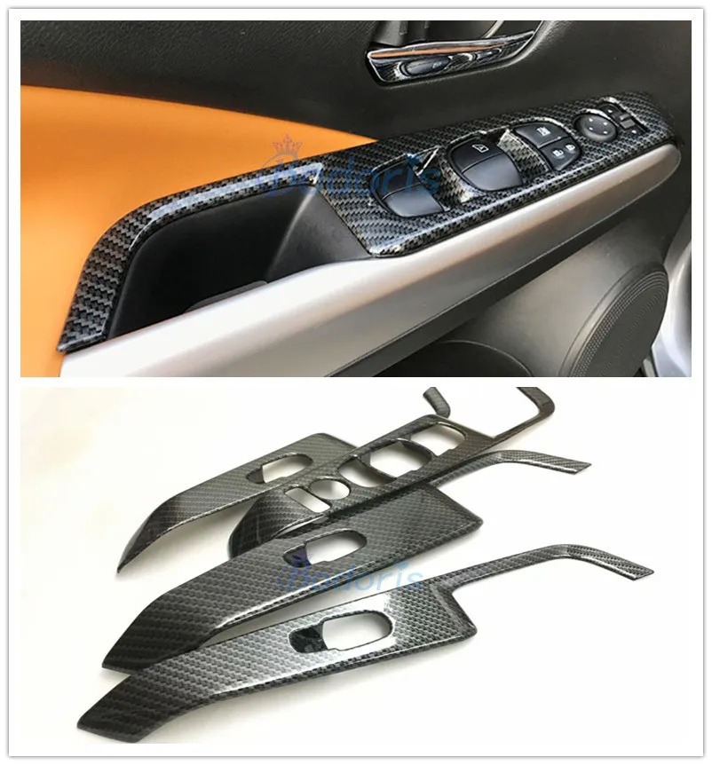 

For Nissan Kicks 2017 2018 2019 2020 2021 Carbon Fiber Color Window Glass Lift Protector Panels Moulding Trims Accessories