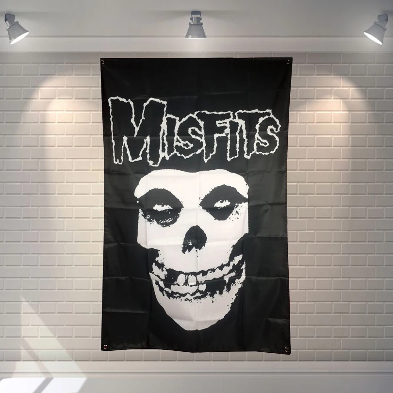 &quotMISFITS&quot Рок-н-постер музыкальной группы баннер с 4 отверстиями висит флаг 56X36 cm