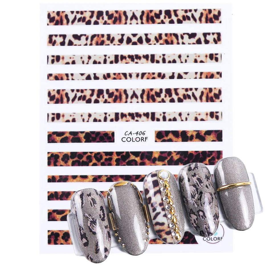 1 шт 3D слайдер для ногтей с леопардовым принтом DIY наклейки для дизайна ногтей сексуальные женские дизайнерские украшения для ногтей клеящиеся маникюрные советы JICA401-409