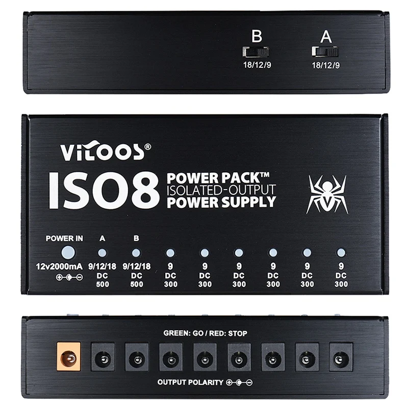 Vitoos Iso8 гитарные интегрированные эффекты компактный размер блок питания шумоподавление изолированные выходы постоянного тока для 9 В/12 В/18 в Guita