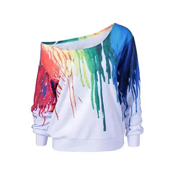

Women's Color Print Sweatshirt Long Sleeve Round Neck Loose Casual Top