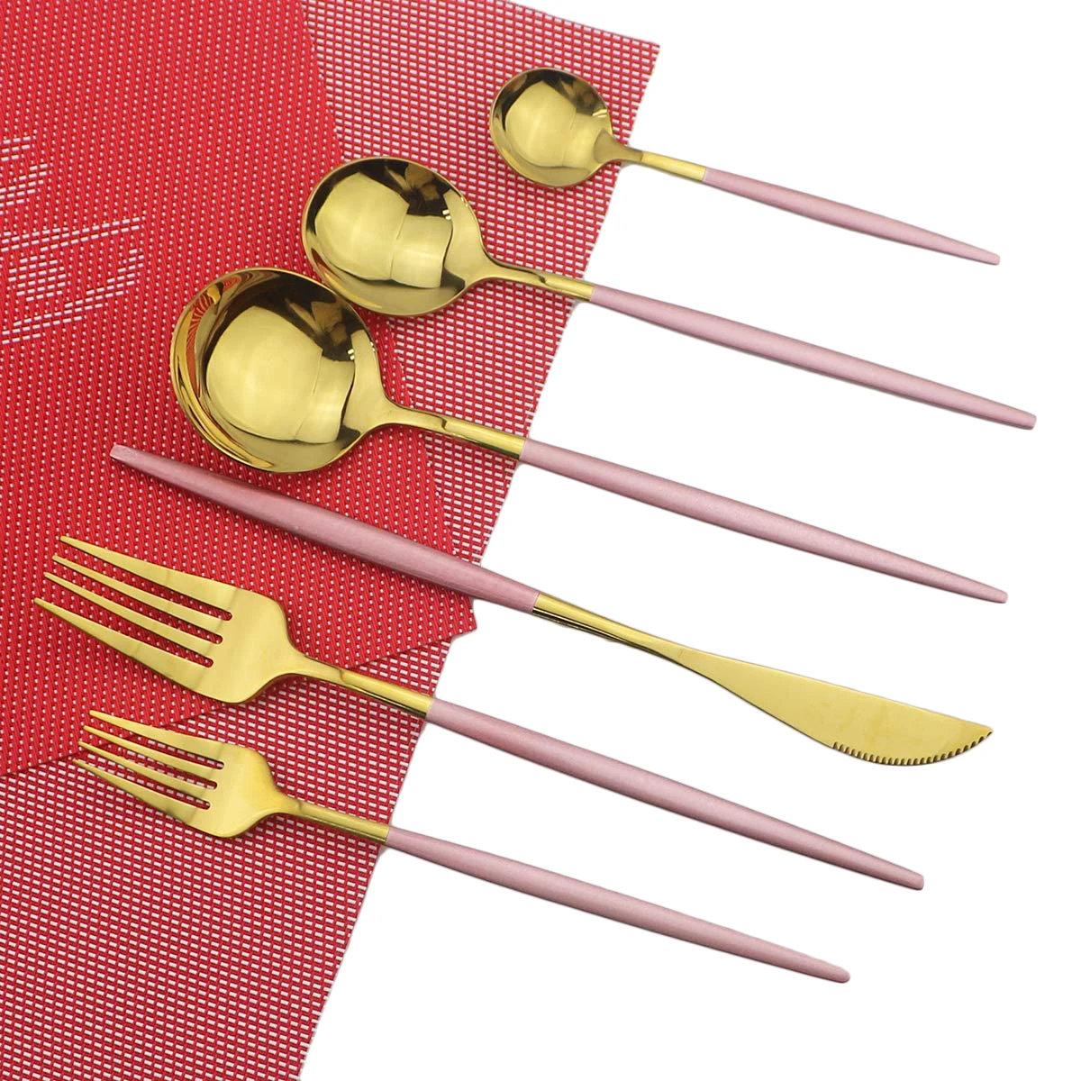 Изысканный набор из розовых и золотых искусственных ложек 6/36 шт. столовая посуда