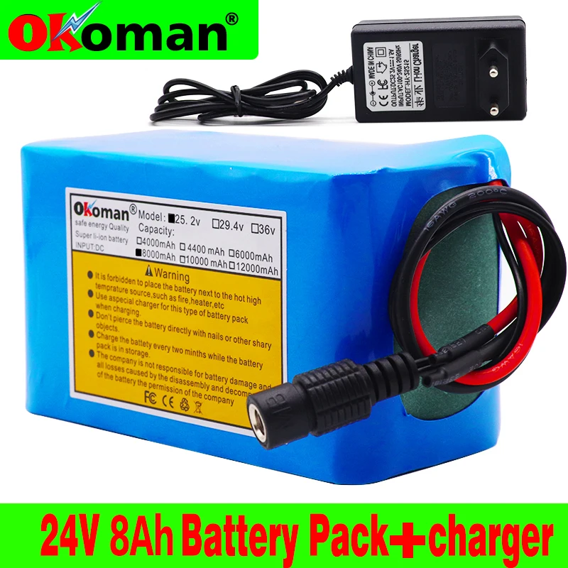 Оригинальный 24V 8Ah 18650 Батарея литий 25 2 8000 мАч Электрический велосипед